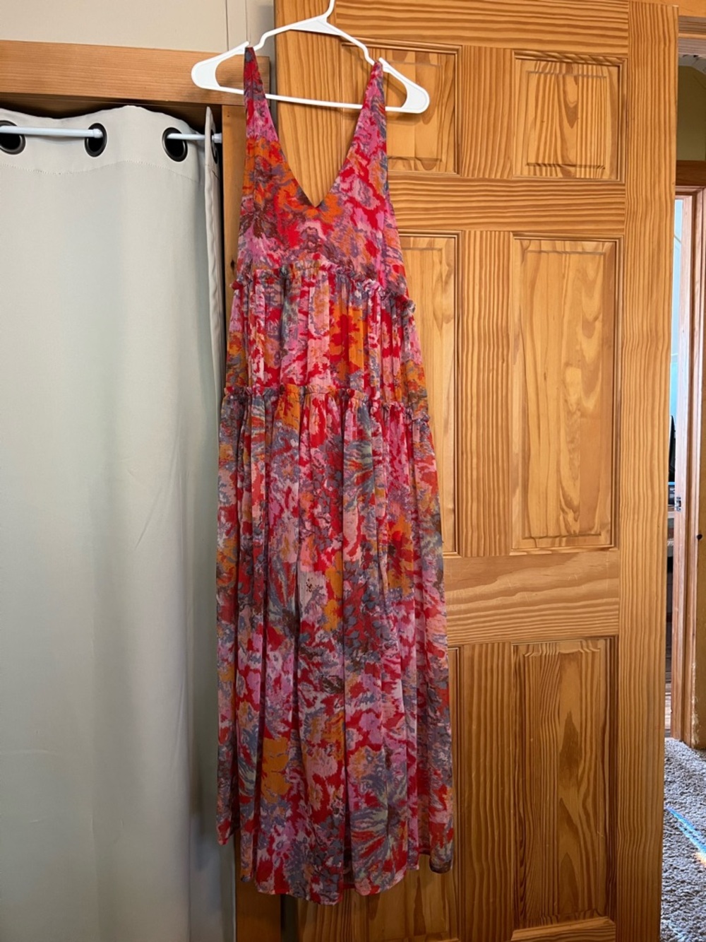 Free People Floral V-Neck Maxi Dress - Pink Multi (Medium)